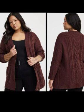 Torrid Button-Front Boyfriend Cardigan 2X